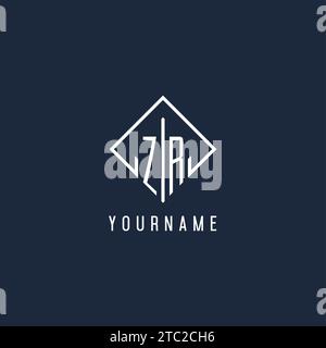 ZR initial logo with luxury rectangle style design vector graphic Stock Vector