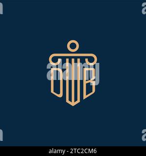 DB initial for law firm logo, lawyer logo with pillar icon Stock Vector