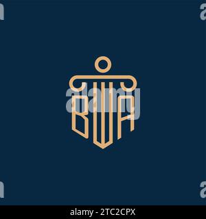 BA initial for law firm logo, lawyer logo with pillar icon Stock Vector