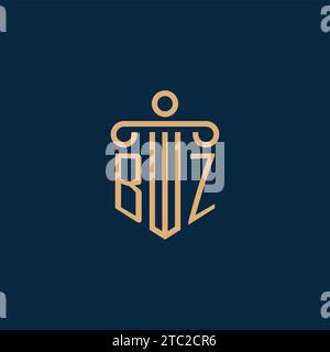 BZ initial for law firm logo, lawyer logo with pillar icon Stock Vector