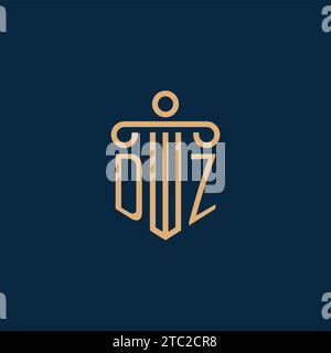 DZ initial for law firm logo, lawyer logo with pillar icon Stock Vector