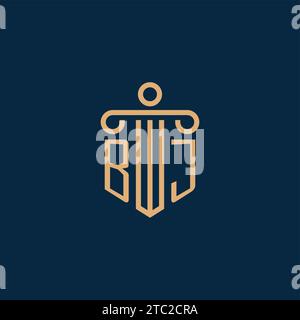BJ initial for law firm logo, lawyer logo with pillar icon Stock Vector