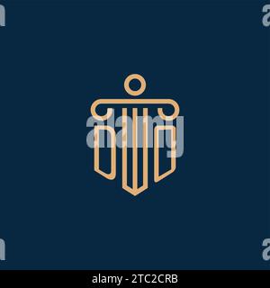 DO initial for law firm logo, lawyer logo with pillar icon Stock Vector