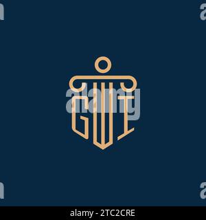GI initial for law firm logo, lawyer logo with pillar icon Stock Vector