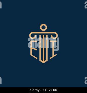 EI initial for law firm logo, lawyer logo with pillar icon Stock Vector