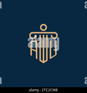 AU initial for law firm logo, lawyer logo with pillar icon Stock Vector