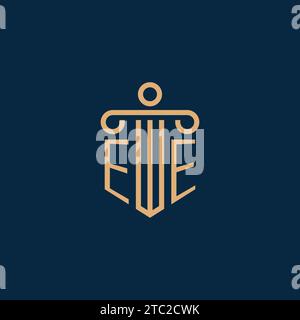 EE initial for law firm logo, lawyer logo with pillar icon Stock Vector
