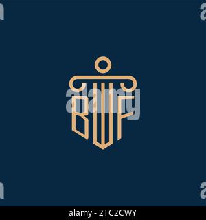 BF initial for law firm logo, lawyer logo with pillar icon Stock Vector