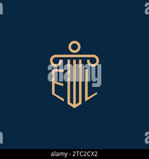 EL initial for law firm logo, lawyer logo with pillar icon Stock Vector