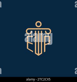 EP initial for law firm logo, lawyer logo with pillar icon Stock Vector