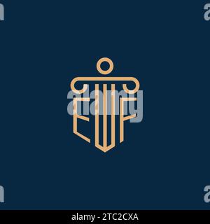 EF initial for law firm logo, lawyer logo with pillar icon Stock Vector