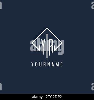 YR initial logo with luxury rectangle style design vector graphic Stock Vector