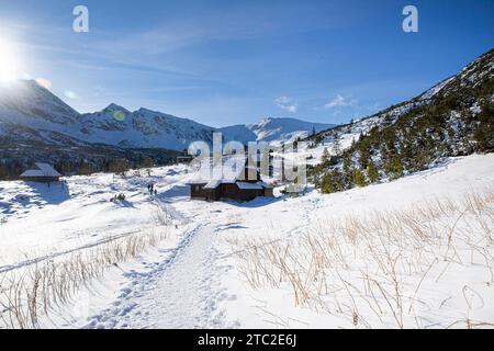 Beautiful winter day in the Tatras mountains, Gasienicowa Valley. Stock Photo