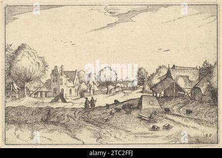 Village Road, plate 20 from 'Regiunculae et Villae Aliquot Ducatus Brabantiae' 1933 by Claes Jansz. Visscher Stock Photo