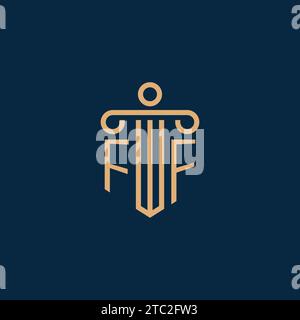 FF initial for law firm logo, lawyer logo with pillar icon Stock Vector