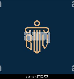 BV initial for law firm logo, lawyer logo with pillar icon Stock Vector