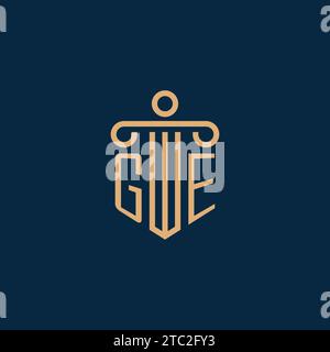 GE initial for law firm logo, lawyer logo with pillar icon Stock Vector