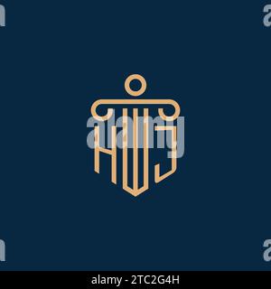 HJ initial for law firm logo, lawyer logo with pillar icon Stock Vector