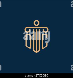 DC initial for law firm logo, lawyer logo with pillar icon Stock Vector