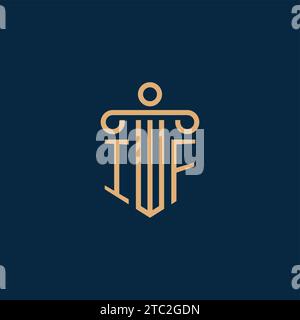 IF initial for law firm logo, lawyer logo with pillar icon Stock Vector