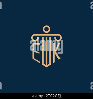 EK initial for law firm logo, lawyer logo with pillar icon Stock Vector
