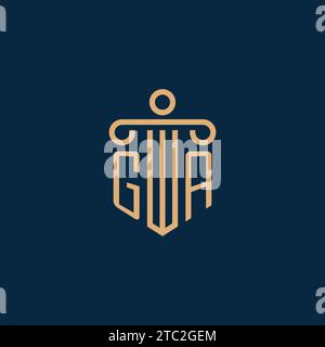 GA initial for law firm logo, lawyer logo with pillar icon Stock Vector