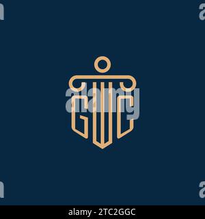 GC initial for law firm logo, lawyer logo with pillar icon Stock Vector