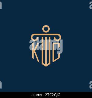 KC initial for law firm logo, lawyer logo with pillar icon Stock Vector