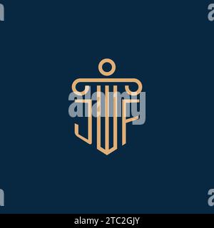 JF initial for law firm logo, lawyer logo with pillar icon Stock Vector