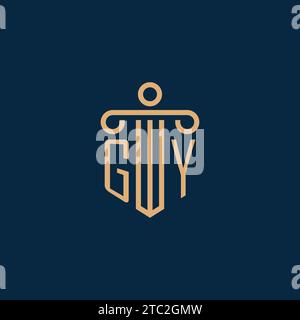GY initial for law firm logo, lawyer logo with pillar icon Stock Vector