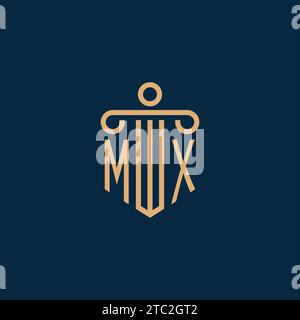 MX initial for law firm logo, lawyer logo with pillar icon Stock Vector