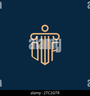 OF initial for law firm logo, lawyer logo with pillar icon Stock Vector