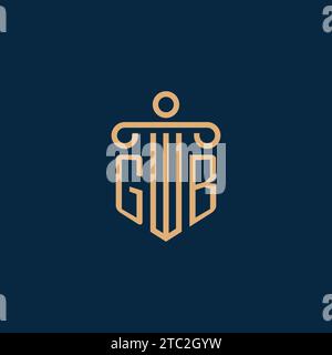 GB initial for law firm logo, lawyer logo with pillar icon Stock Vector