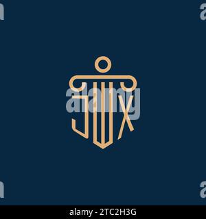 JX initial for law firm logo, lawyer logo with pillar icon Stock Vector