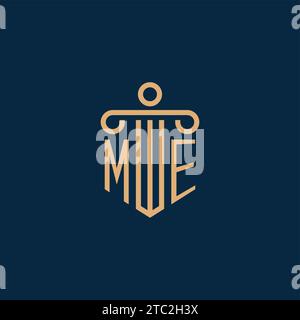 ME initial for law firm logo, lawyer logo with pillar icon Stock Vector