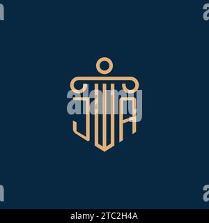 JA initial for law firm logo, lawyer logo with pillar icon Stock Vector