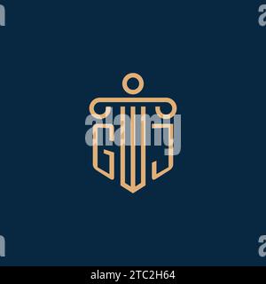 GJ initial for law firm logo, lawyer logo with pillar icon Stock Vector