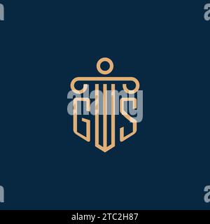 GS initial for law firm logo, lawyer logo with pillar icon Stock Vector