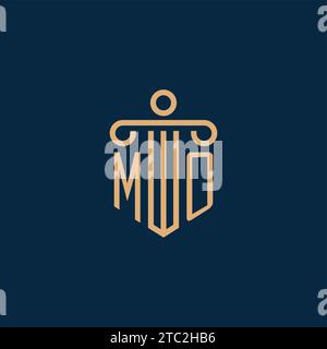 MO initial for law firm logo, lawyer logo with pillar icon Stock Vector