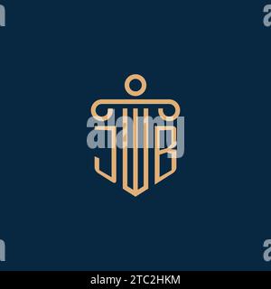 JB initial for law firm logo, lawyer logo with pillar icon Stock Vector