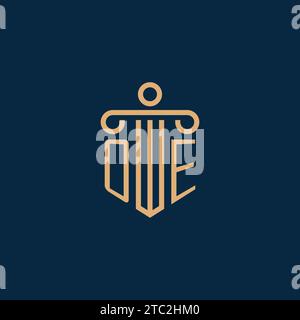 OE initial for law firm logo, lawyer logo with pillar icon Stock Vector