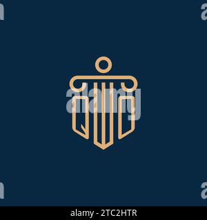 QO initial for law firm logo, lawyer logo with pillar icon Stock Vector