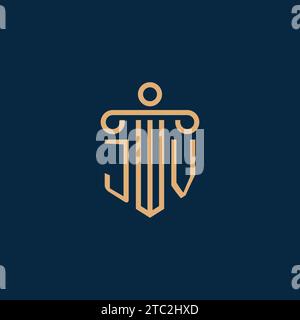 JV initial for law firm logo, lawyer logo with pillar icon Stock Vector