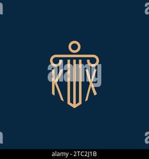 KX initial for law firm logo, lawyer logo with pillar icon Stock Vector