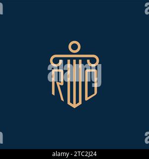 RO initial for law firm logo, lawyer logo with pillar icon Stock Vector