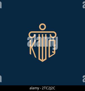 KQ initial for law firm logo, lawyer logo with pillar icon Stock Vector