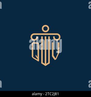 QV initial for law firm logo, lawyer logo with pillar icon Stock Vector