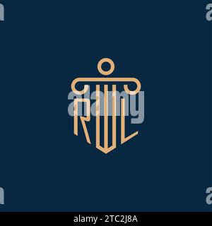 RL initial for law firm logo, lawyer logo with pillar icon Stock Vector