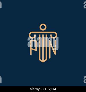 PN initial for law firm logo, lawyer logo with pillar icon Stock Vector