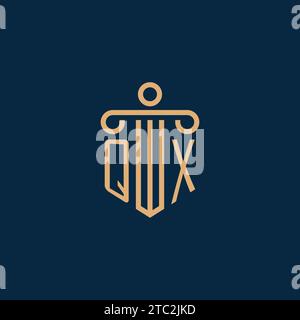 QX initial for law firm logo, lawyer logo with pillar icon Stock Vector